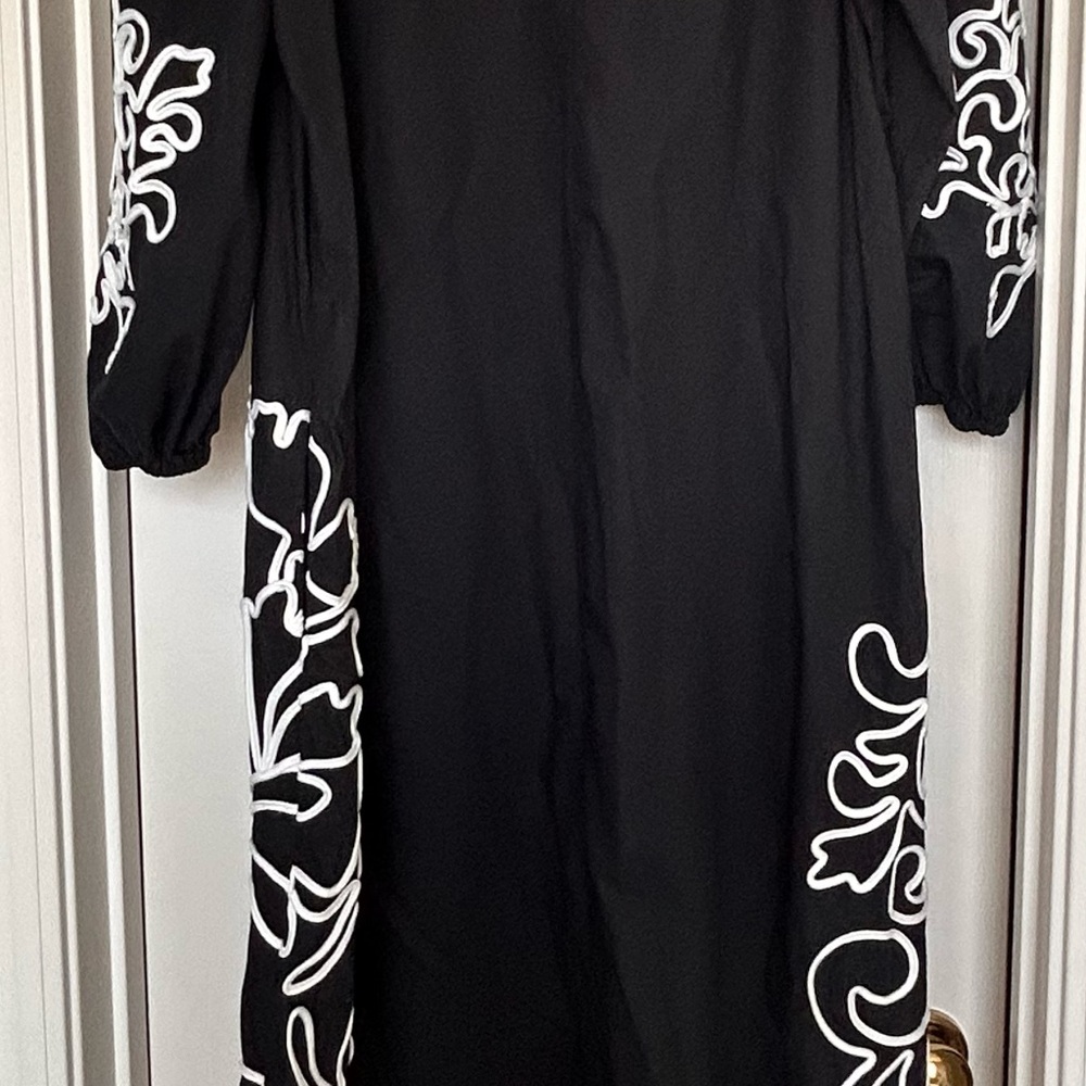 CHICO’s Plus (Size 3) Black and White Cotton Maxi Embroidered Dress - Picture 7 of 10